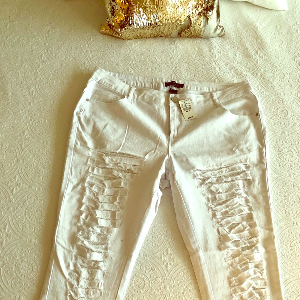White ripped jeans